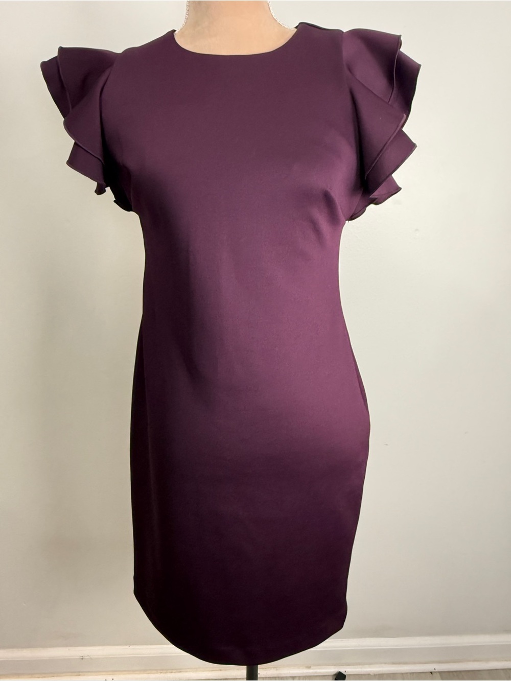 Tommy Hilfiger Plum Ruffle-Sleeve Midi Dress